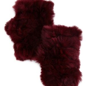 NWT! JOCELYN Wine Dyed Real Rabbit Fur Mittens O/S